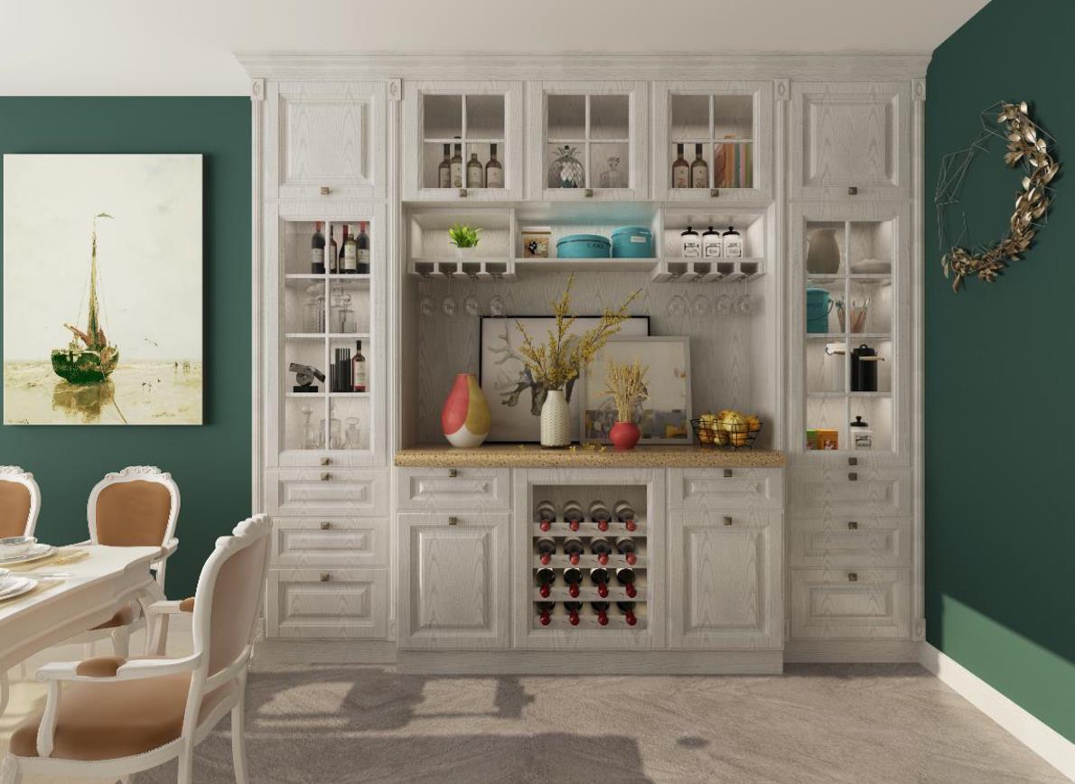 全鋁酒柜-01（風(fēng)格：簡(jiǎn)歐；顏色：白橡）